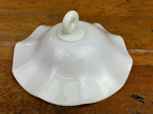 2 Vintage White Milk Glass Smoke Bells, Each is Different, Scalloped Edges - Picture 8 of 12
