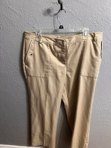Izod Golf Pants Womens Size 14 Beige Flat Front