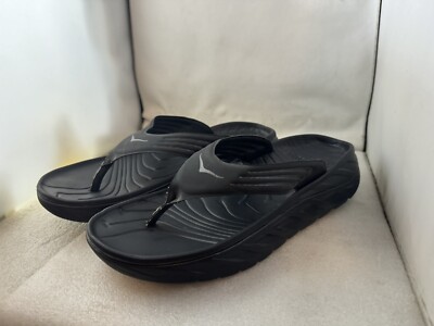 Hoka One One Ora Recovery Mens 12 Flip Flops Black Dark Gull