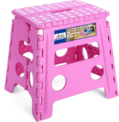 Folding Step Stool 13'' Height Premium Heavy Duty Foldable Stool for Kids Pink