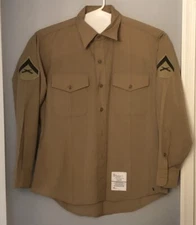 Defense Logistics Agency Khaki Long Sleeve Shirt Men's size 16 1/2 x 34