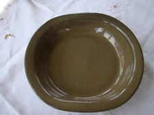 JUGTOWN WARE/SEAGROVE POTTERY PL 1998 SMALL OVAL BOWL GREEN/BLACK/BROWN 