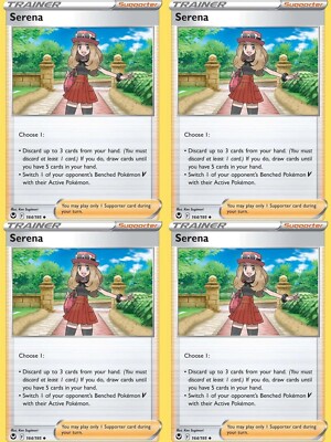 Pokemon Serena 4x Playset Trainer Card 164/195 Silver Tempest NM