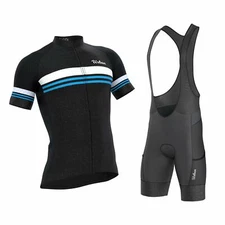 Men's Classic Black Short Sleeve Jersey, Bib Shorts