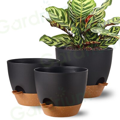 Gardrium 12/10/9 inch Plant Flower Pots Planters for Indoor Garden Black