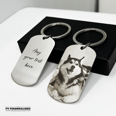 Personalisierter individueller Foto-Schlüsselanhänger mit Gravur Haustier Hund Welpe Katze Kätzchen Liebe Geschenk