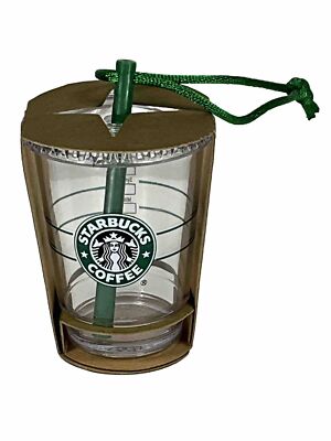 Starbucks 2010 Clear Cold Cup Ornament Old Logo with Black Background New 