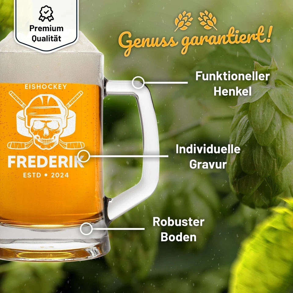 Chope à Bière 0,5 Litre avec Motif Gravure - pour Hommes - Idéal Comme Cadeau - Photo 4/4