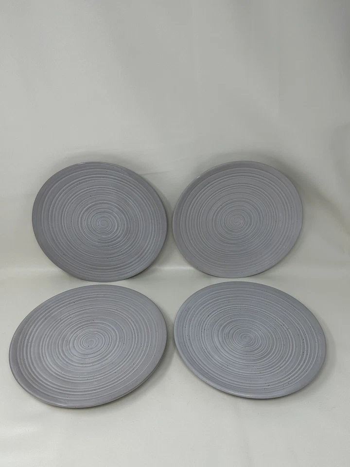 Better Homes & Gardens Swirl Grey Round Salad Plates Stoneware 8 1/2 In Set Of 4 - Image 2 of 4
