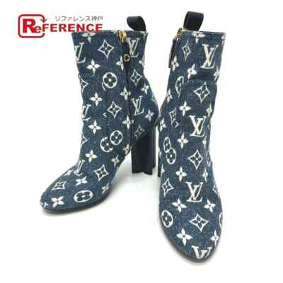 LOUIS VUITTON NL1201 Denim Ankle Boots 36 Blue Women | eBay