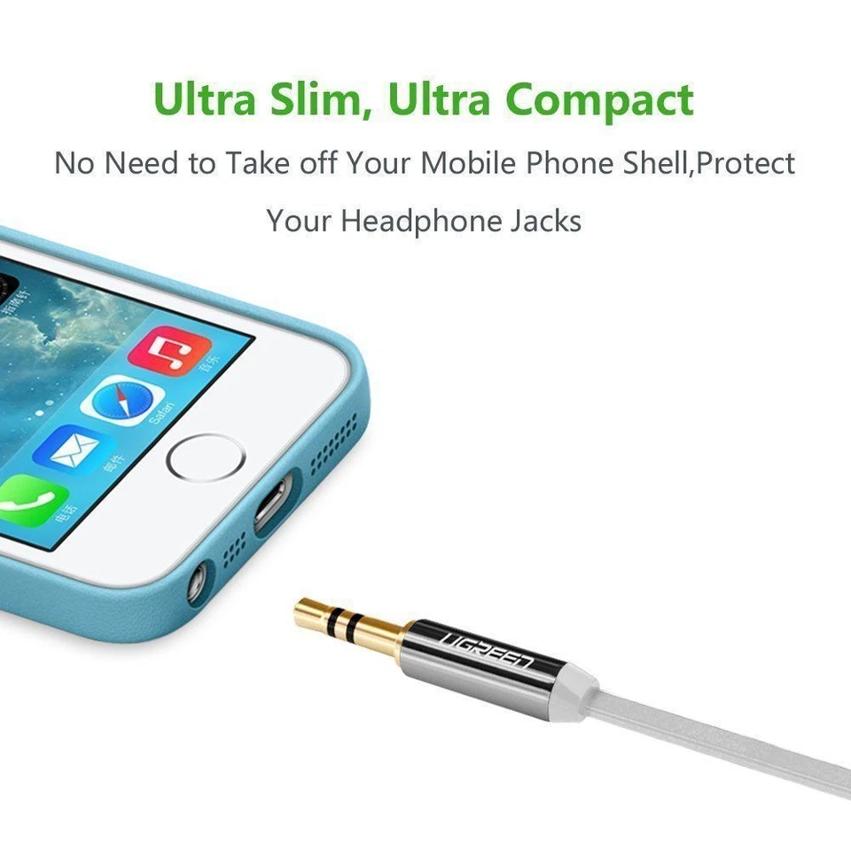 Ugreen 3.5mm Jack Audio Lead Aux Cable 90 Degree Right Angle for iPhone MP4 UK - Image 4 of 4