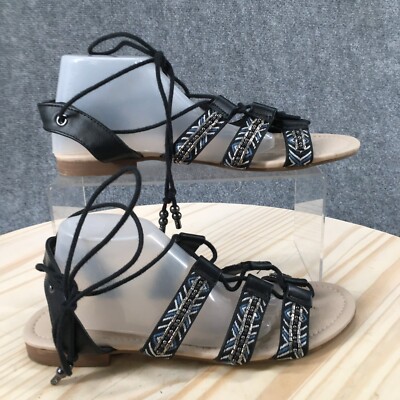 Simple Vera Vera Wang Sandals Womens 8 M Florie Gladiator Flat Blue Faux Leather