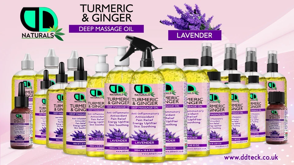 DD TECK Kurkuma & Ingwer Tiefenmassageöl - Lavendel | Entzündungshemmend & Schmerzlinderung