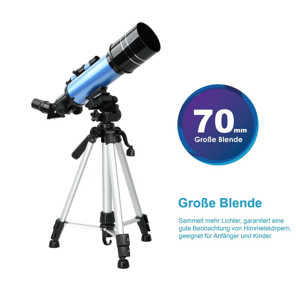 Aomekie 400x70mm 16-120X Refractor Teleskop mit Stativ Rucksack Telefonadater - Bild 3 von 4