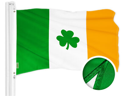 NEW G128 Ireland Shamrock Flag 2.5x4 FT, Irish Embroidered 300D Polyester