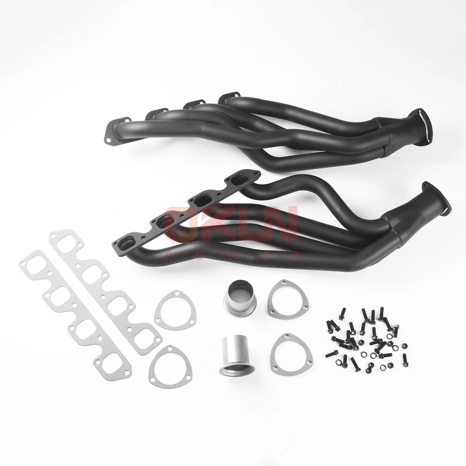 LONG TUBE HEADERS FOR 1970-1974 FORD MUSTANG MERCURY COUGAR MONTEGO PAIR BLACK - Image 2 of 4