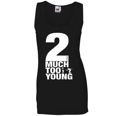 Damen 2 Much 2 Young 2 Tone Ska Weste Shirt Specials Madness Selecter Rude Girl