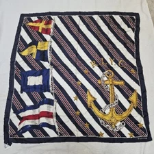 Polo Ralph Lauren RLYC Yacht Club Anchor Flag Japan 100% Silk Scarf 34x34 w/ Tag