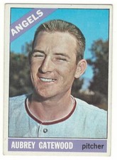 1966 TOPPS # 42 AUBREY GATEWOOD ANGELS BASEBALL CARD - NO CREASES - LOOK !!!