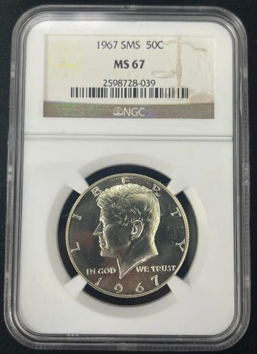 1967 SMS 50C Kennedy Half Dollar certified MS 67 by NGC