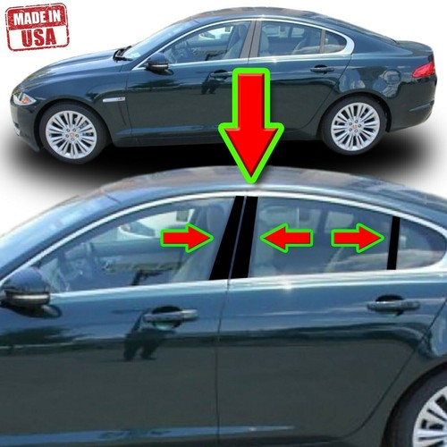 Black Pillar Trim for Jaguar XF 0915 6pc Set Door Cover Piano Window