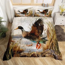 Mallard Duck Duvet Cover Boys Girls Wild Duck Hunting Bedding Set For Men Ult...