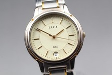 Vintage 1996 Near MINT Seiko Alba V742-8030 Silver Date 35mm Quartz Men's Watch