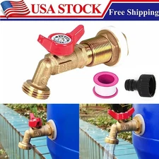 Brass Rain Barrel Spigot 1/2" Thread Quarter Turn Ball Valve w/Bulkhead Fitting