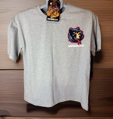New-Mishka NYC Death Adder Bear Logo Shirt Grey Graphic T/Streetwear-Size 14/16