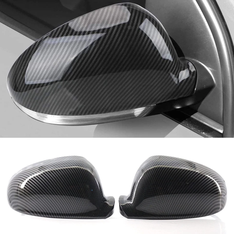 Pair Carbon Fiber Side Wing Mirror Cover Cap For 2003-2008 VW Golf 5 GTI MK5 EOS - Image 1 of 4