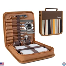 Picnic Set for 2-4 - Portable Utensils, Stylish Case, Reusable Cutlery & Plates