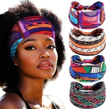 Aceorna Wide African Headbands Stretch Printed 1 Count Pack of 4 , Style A