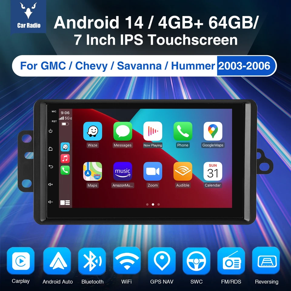 Apple CarPlay 4G+64G For 2003 2004 2005 2006 GMC Chevrolet Car Stereo Radio GPS - Image 2 of 4