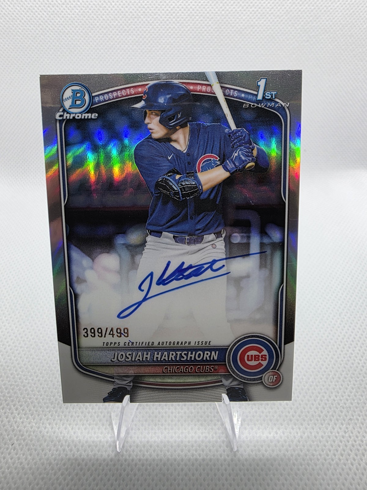 2025 Bowman Draft Josiah Hartshorn Chrome Auto Refractor 1st #/499 Cubs