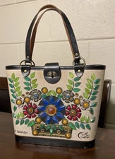 Vtg Enid Collin’s Of Texas Purse Bag “Traditional Splendor” Jewels Wood GUC