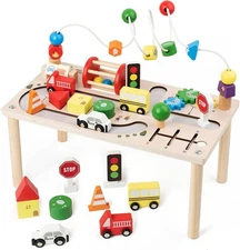 Activity Table for 1+ Year Old, Montessori Wooden Toys Toddlers 1-3, 8... 