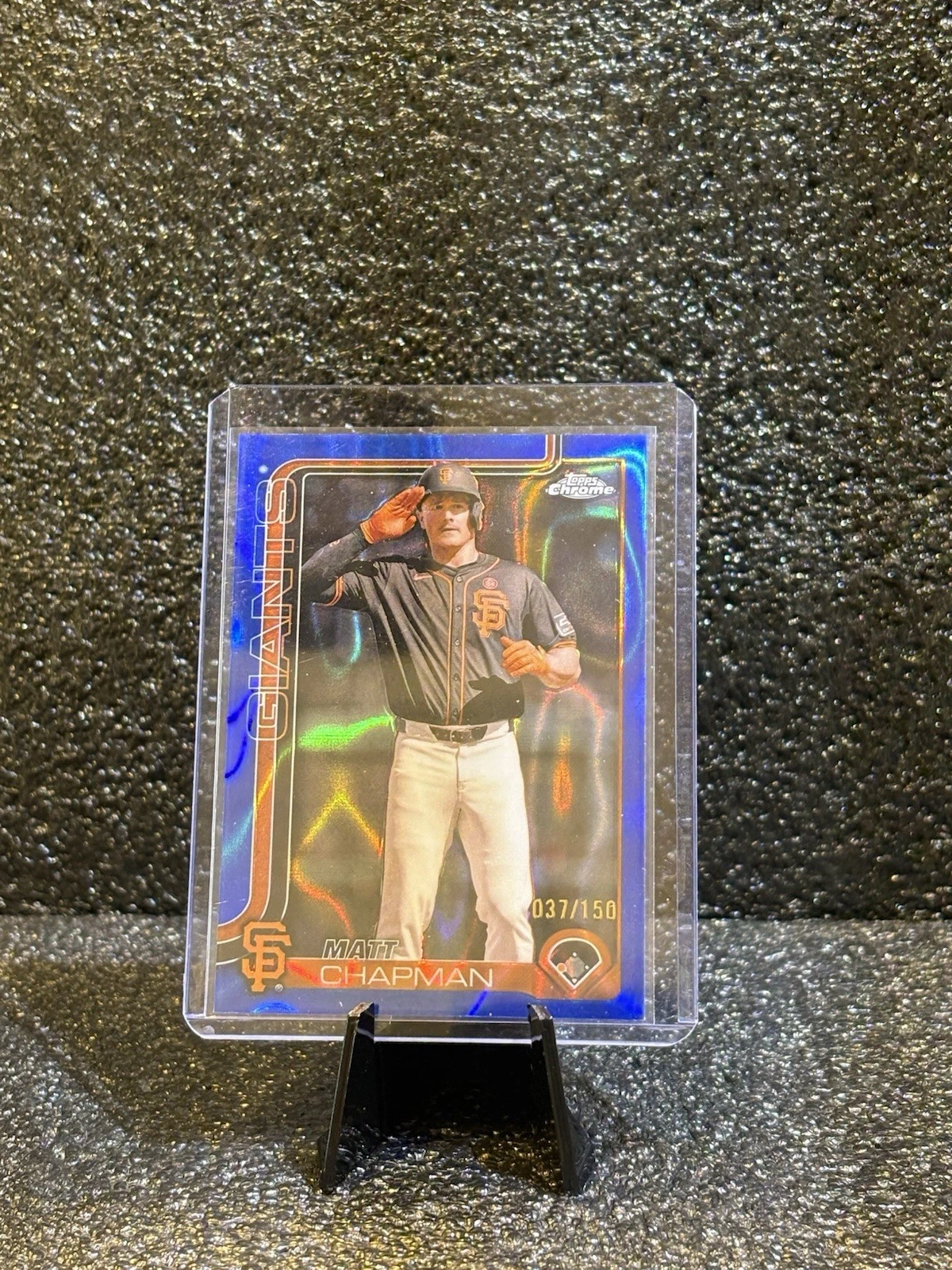 Matt Chapman 2025 Topps Chrome #148 Blue Refractor /150 San Francisco Giants