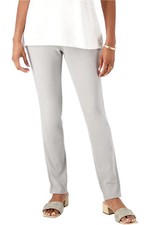 Denim  Co. Knit Easy Flex Twill Slim Straight Pull-On Pant Grey