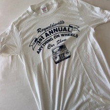 Vintage 1990 Reynoldsville Car Show Graphic T-Shirt White Action Wear USA Made M