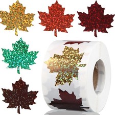 500Pcs Fall Maple Leaf Stickers, 1.5 in Fall Thanksgiving Stickers Decor,