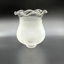 Vintage Satin Glass Oil Lamp Shade Etched Design Student Lamp Hurricane Shade