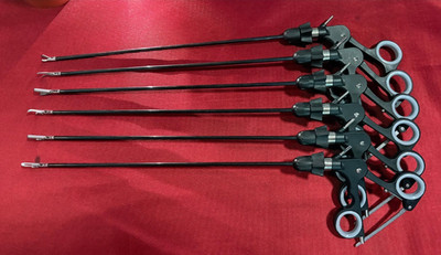 6pc Laparoscopic Monopolar Grasping Forceps 5mm x 330mm Reusable Instruments