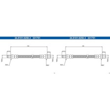 2X ATE BREMSSCHLAUCH 250mm HINTEN passend für AUDI 80 90 COUPE QUATTRO