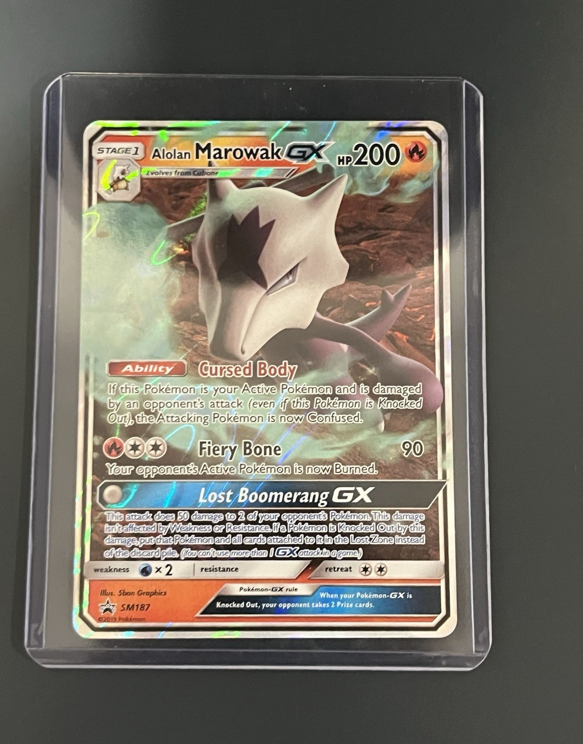 Pokemon Co. Alolan Marowak GX SM187 Holo Promo Sun & Moon, HP 200