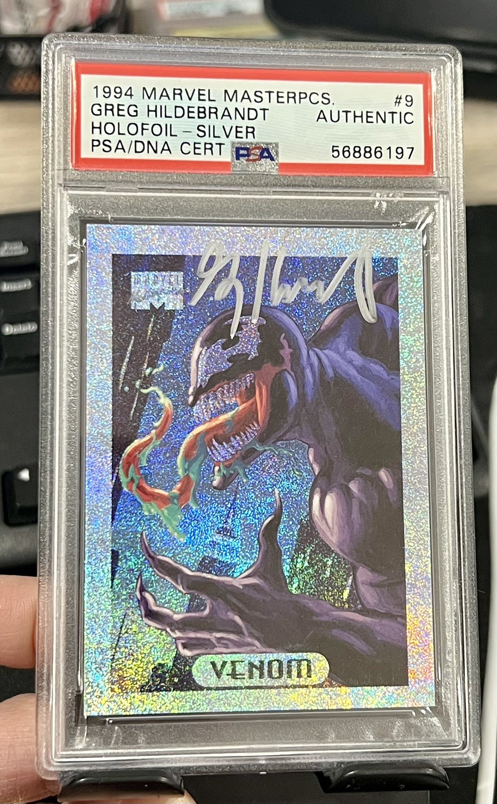 1994 Marvel Masterpieces 9 Venom Holofoil Silver PSA Auth Greg Hildebrandt 