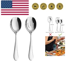 2 Pieces Stainless Steel Flatware Serving Sets, 8.7-Inch Long Handle Slotted ...