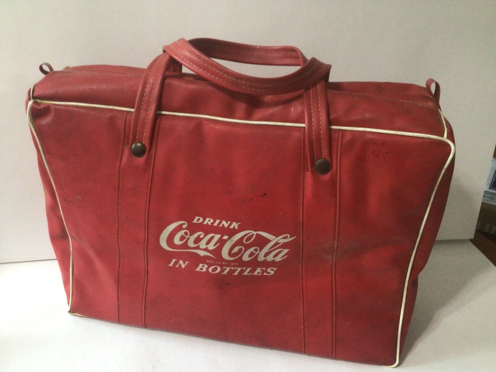 Vintage Coke Coca Cola In Bottles Vinyl Cooler Insulated Carrying Bag 1950-60's