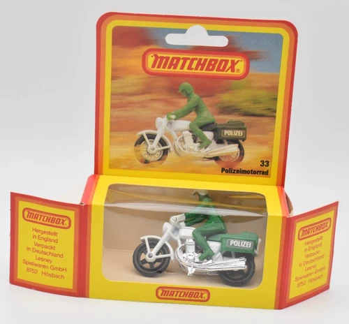 Matchbox Superfast #33 Police Motorcycle Polizei. German Box Lesney England