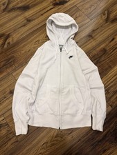 Vintage Nike Full Zip Up Hoodie S White Embroidered Swoosh 2000s Y2K Women  s