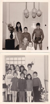 Zwei Vintage Schnappschuss Fotos Kinder Familie Freunde Jungen Mädchen MCM Innendeko